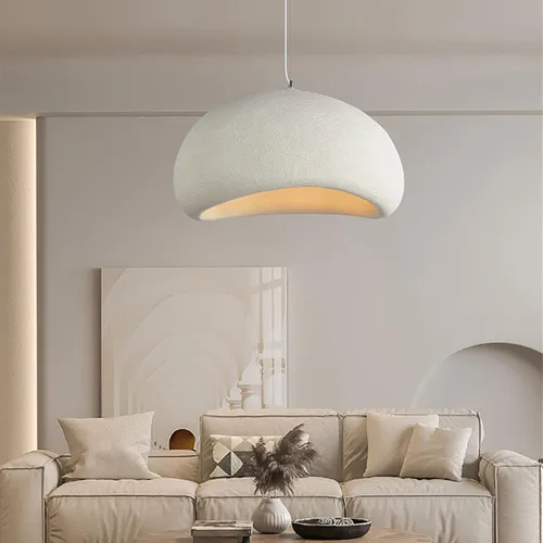 Miniatura 4 de Luces Colgantes Wabi Sabi de Tamaño Mini de 11.8 pulgadas, Blanco, Candelabro Moderno Japandi, Accesorio de Iluminación para Isla de Cocina