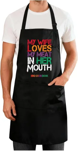 Miniatura 27 de Delantales divertidos para hombres y mujeres, perfectos para cocina, barbacoa, hornear, esposa, marido, regalo de cumpleaños para papá