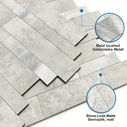 Miniatura 2 de Azulejo protector contra salpicaduras para cocina, despegar y pegar, acabado mate de piedra, pegatinas de azulejos para baño, panel de pared 3D