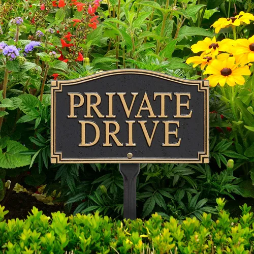 Miniatura 7 de Whitehall Productos Private Drive Pared/Placa de declaración de césped, negro/dorado