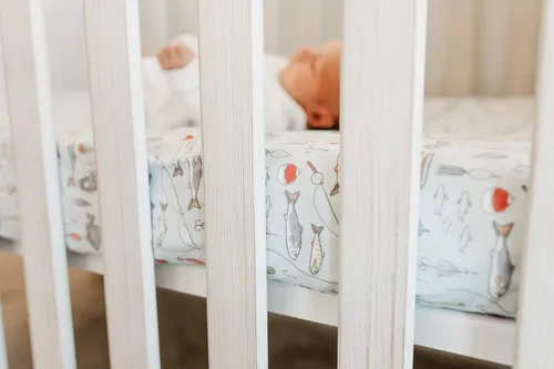 Miniatura 3 de Copper Pearl Sábanas de punto prémium para cuna de bebé para colchones estándar, transpirables y suaves, trucha