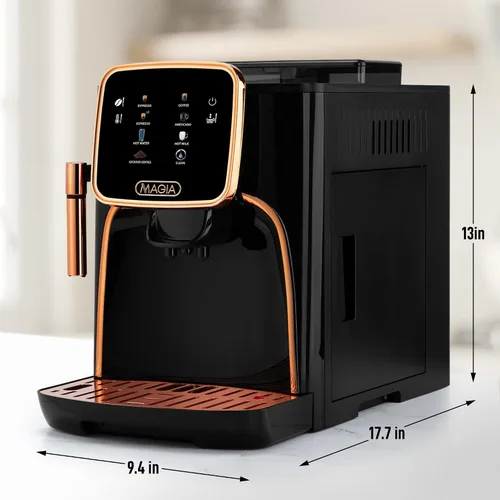 Miniatura 2 de Zulay Kitchen Magia - Máquina automática de café expreso, clásica, cobre negro, cafetera súper automática con molinillo integrado, varita de vapor