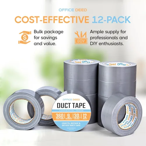 Miniatura 2 de Cinta adhesiva resistente al agua, 30 yardas x 2 pulgadas, paquete de 12 rollos, cinta adhesiva gris para todo tipo de clima, fuerte, sin residuos