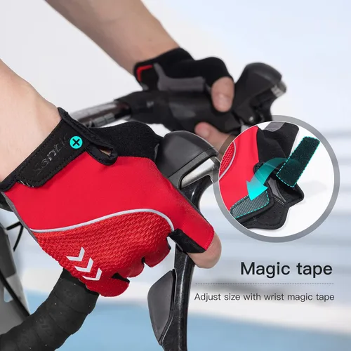 Miniatura 6 de Santic Guantes de ciclismo para adultos, guantes de ciclismo de medio dedo con almohadilla antideslizante que absorbe los golpes, guantes