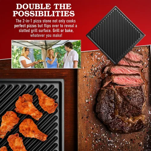 Miniatura 4 de Deco Chef Horno de Pizza Eléctrico, Piedra de Cerámica de 12 Pulgadas y Parrilla, 1800W, Hornea hasta 750 Grados para Pizza Artesanal de Encimera