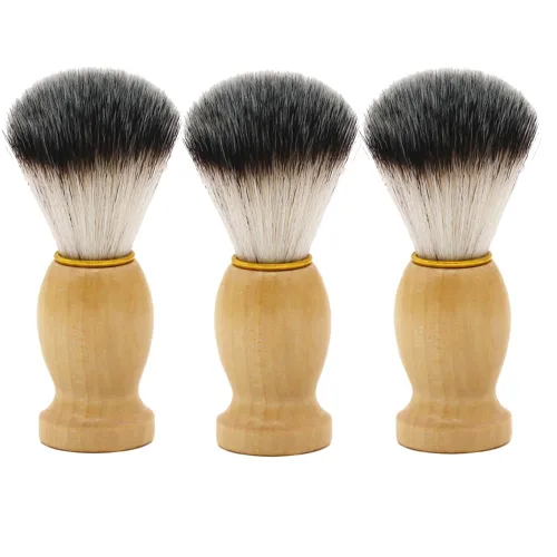 Brochas de afeitar para hombres, paquete de 3 cepillos de afeitar de viaje, mango de madera vegana, herramienta de limpieza facial hecha a mano,