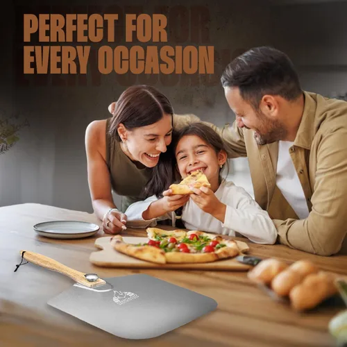 Miniatura 5 de Chicago Brick Oven Pala de Pizza de Aluminio de 12" x 14" con Mango de Madera Plegable, Espátula Giratoria Larga de 25", Paleta de Pizza, Pala