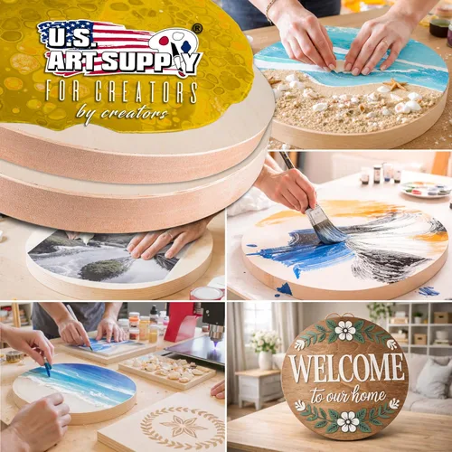 Miniatura 7 de U.S. Art Supply Paneles redondos de madera de abedul de 6 pulgadas sin terminar para pintura, lienzo de madera, paquete de 4 unidades de 3/4