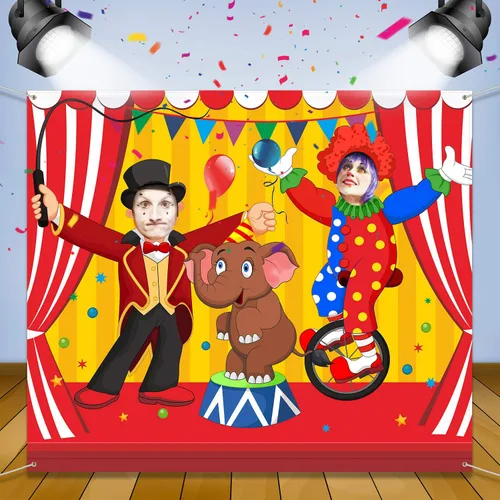 Blulu Telones de fondo de carnaval para decoración de fiesta de circo de 59 x 51 pulgadas, cartel de fotos de carnaval para puerta, pancarta