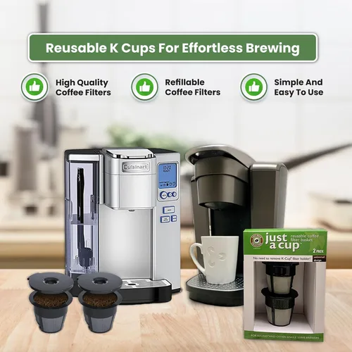 Miniatura 7 de K Cups reutilizables, paquete de 2 filtros universales de café para Keurig, Cuisinart y Mr. Coffee Brewers - Malla de acero inoxidable, sin BPA