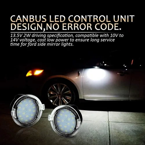 Miniatura 6 de D-Lumina Conjunto de lámpara LED para placa de matrícula compatible con Ford Flex Taurus Mercury Sable, incluye luces de charco de espejo lateral