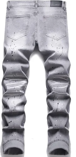 Miniatura 2 de AITITIA Jeans elásticos rasgados de ajuste regular para hombre