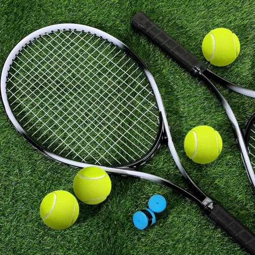 Miniatura 5 de Paquete de 4 raquetas de tenis para adultos, recreativas, para 4 jugadores, raquetas de tenis preencordadas de 27 pulgadas, raquetas de tenis