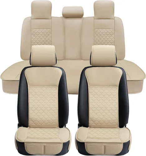 Miniatura 6 de Elantrip - 2 fundas para el asiento delantero del automóvil, protector de cuero para el asiento del automóvil, protector acolchado, antideslizante e