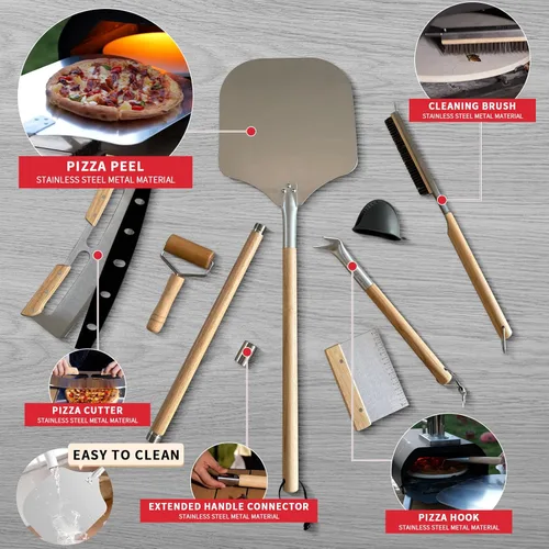 Miniatura 7 de Kit de accesorios para horno de pizza de 7 piezas, juego de herramientas para hacer pizza de primera calidad para hornos domésticos y exteriores