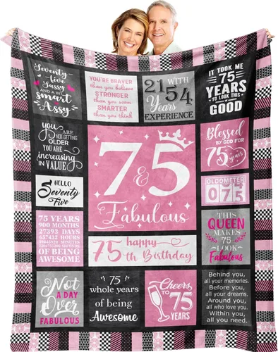 Miniatura 11 de Regalos de cumpleaños número 70 para mujer, manta suave y acogedora de 50 x 60 pulgadas, perfecta para celebración de cumpleaños de 70 años, Rosa 70