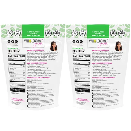 Miniatura 2 de Wholesome Yum Edulcorante de Alulosa – Sustituto natural del azúcar granulado – Keto, Sin OGM, cero carbohidratos, cero calorías, sin azúcar, sin