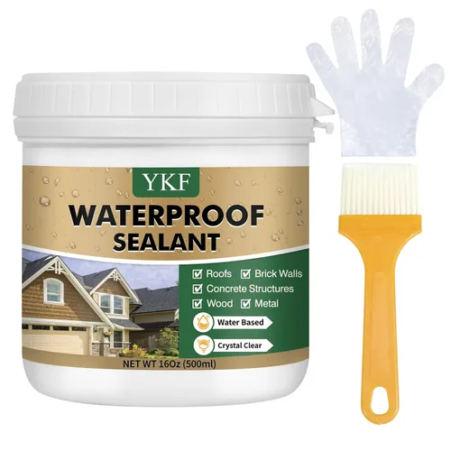 Miniatura 11 de YKF Sellador transparente impermeable de 12 onzas, revestimiento transparente de reparación de fugas a base de agua para techo, pared, baño, ducha