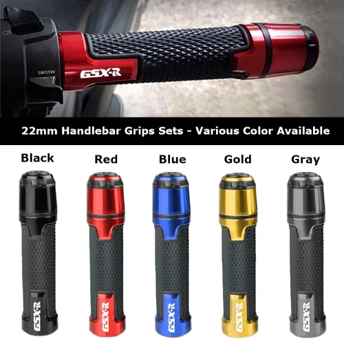Miniatura 2 de 2 piezas de juego de extremos de empuñadura de manillar de motocicleta, compatible con Suzuki GSXR GSX-R GSXS 600 750 1000 (22mm 7/8" - Rojo)