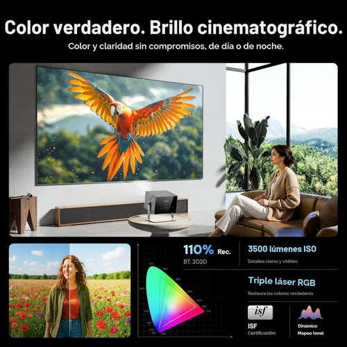 Miniatura 5 de Valerion Proyector láser VisionMaster Max 4K, 3500 lúmenes ISO, anti-RBE, reducción de motas, nivel negro insignia, zoom óptico 0.9–1.5:1, 300