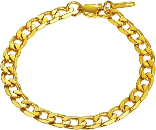 PROSTEEL Pulsera de eslabones cubanos para hombre, negrooro de 18 quilates, acero inoxidable 316L, joyería de hip hop, ancho 0.236 in0.354 in0.512