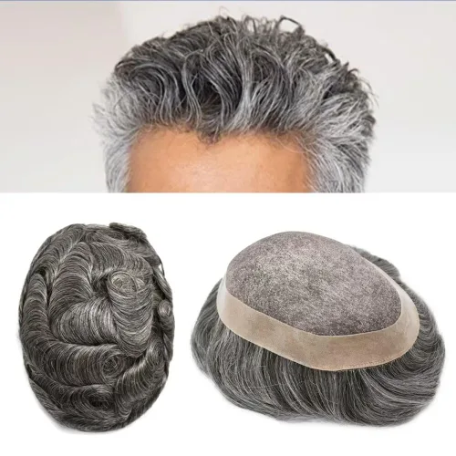 Miniatura 37 de Toupee - Sistema de reemplazo de cabello humano para hombre, encaje mono fino, duradero, línea capilar natural para hombre, pieza de cabello NPU