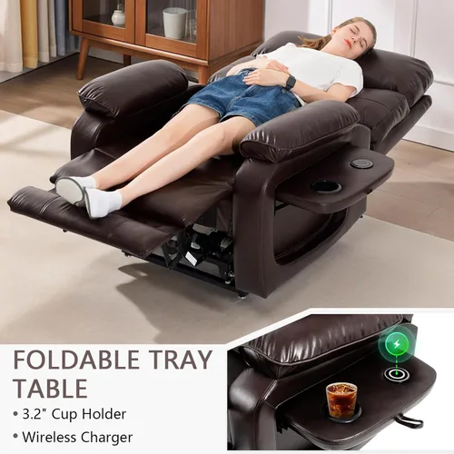 Miniatura 6 de Sillón reclinable eléctrico de doble motor para adultos y personas mayores, silla elevadora de posición infinita con calor y masajes, portavasos