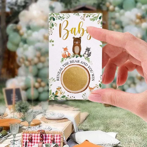 Miniatura 5 de Juego de 50 piezas para raspar para baby shower, juego decorativo de baby shower, juego decorativo para baby shower, juego de rifas impresas