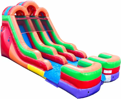 Miniatura 16 de TentandTable Tobogán acuático inflable de doble carril para niños y adultos, diversión acuática gigante de grado comercial, incluye soplador de aire