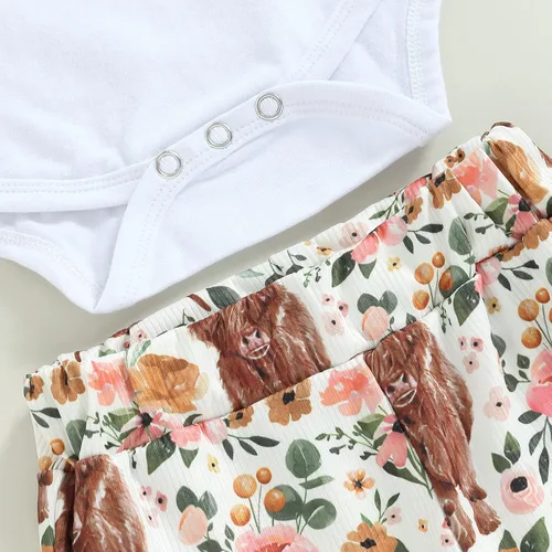 Miniatura 5 de Sejardin Ropa de verano para bebé y niña, recién nacida, manga corta, con letras, mameluco elástico con diadema