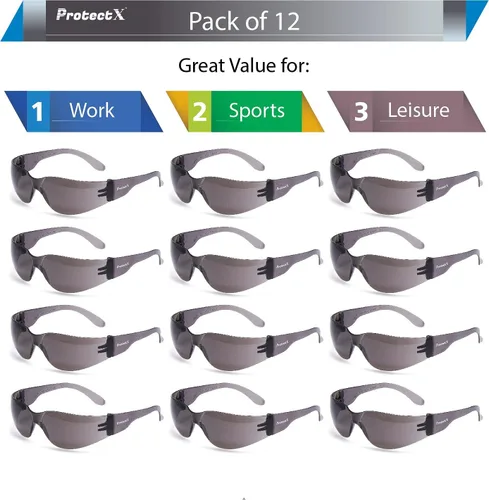 Miniatura 3 de ProtectX Gafas de seguridad para hombres y mujeres, lentes de sol de seguridad con lentes antivaho resistentes a los arañazos, agarres