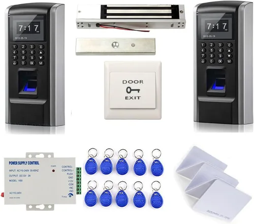 Sistema de control de acceso biométrico de huellas dactilares, RFID/PIN con bloqueo magnético eléctrico de fuerza de 600 libras + fuente de