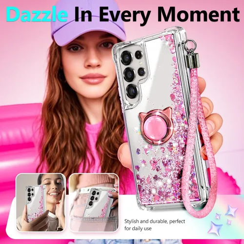 Miniatura 24 de NGB - Funda de teléfono diseñada para Samsung Galaxy S9+ Plus, morado/azul, con purpurina líquida para mujeres y niñas, con protector de pantalla