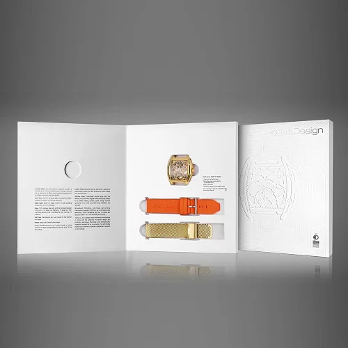 Miniatura 6 de CIGA Design Reloj de pulsera mecánico de acero inoxidable dorado con correa de silicona de zafiro con una correa de acero inoxidable