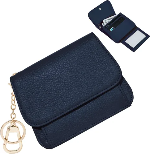 Miniatura 23 de Cartera pequeña para mujer, con bloqueo RFID, delgada y bolsillo para monedas, tarjetero plegable para tarjetas de crédito con ventana