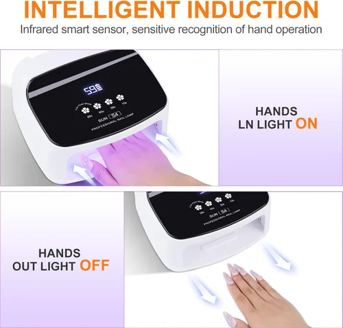 Miniatura 7 de Lámpara de uñas UV, 288 W, 8 horas, súper duradera, 15600 mAh, profesional, inalámbrica, lámpara LED UV para uñas, 66 cuentas de lámpara con sensor