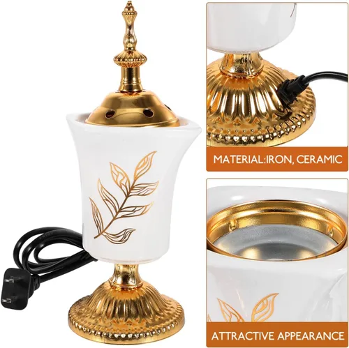 Miniatura 8 de Holibanna Quemador de incienso eléctrico, estilo de Oriente Medio, incensario de escritorio para yoga, spa, aromaterapia, decoración del hogar