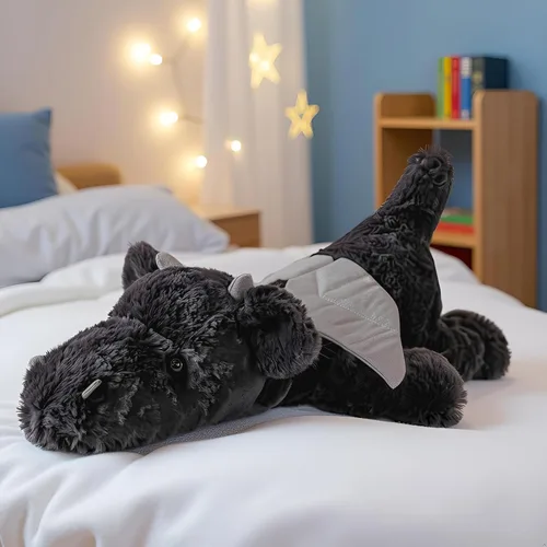 Peluche de dragón negro, 20.5 pulgadas | 2.2 libras, peluche gigante súper suave, almohada corporal, regalos de cumpleaños para bebés y niñas
