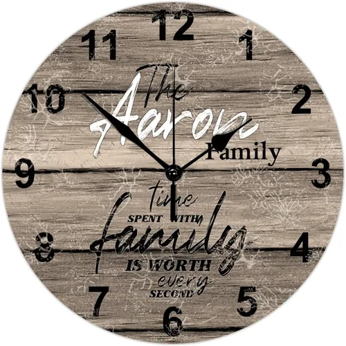 Reloj de pared de madera, reloj de pared personalizado que pasa con la familia vale la pena cada segundo, reloj de pared redondo vintage de madera