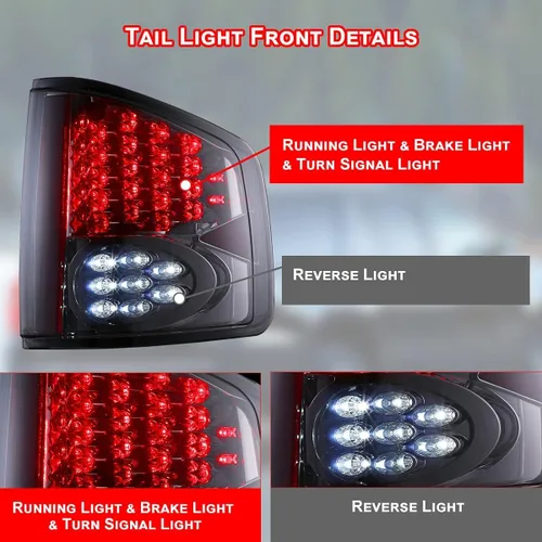 Miniatura 6 de Nixon Offroad Luces traseras para Chevrolet Chevy S10 1994-2004 / GMC Snoma 1994-2004 / Isuzu Hombre 1996-2000 Lámparas traseras LED de repuesto