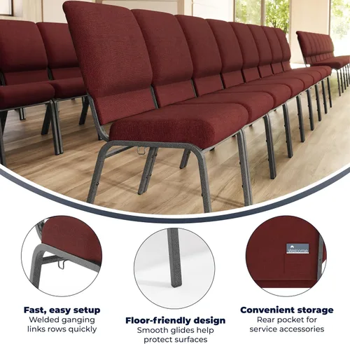 Miniatura 4 de Flash Furniture Advantage - Silla de iglesia granate de 20.5 pulgadas de ancho