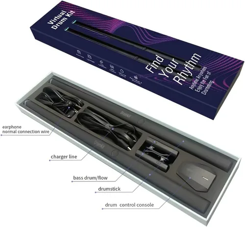 Miniatura 5 de Conjunto de batería somatosensorial para música, batería electrónica para adultos, percusión de rock, portátil, adecuado para principiantes