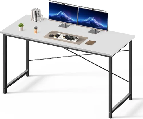 Miniatura 12 de DUMOS Escritorio pequeño para computadora de 31 pulgadas para oficina en casa, escritorios de juegos para dormitorio, mesa de trabajo de estudio