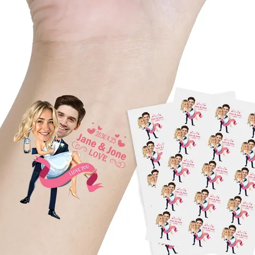 Miniatura 24 de Tatuaje personalizado con nombre y cara, tatuaje temporal personalizado para adultos, niños, amados, un amigo o familia, cara con nombre, 2 x 2
