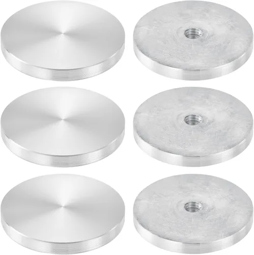 Miniatura 51 de uxcell M6 Rosca 0.787 in de diámetro de forma redonda de aluminio disco hardware 1pcs, aluminio círculo disco vidrio adaptador superior para mesa