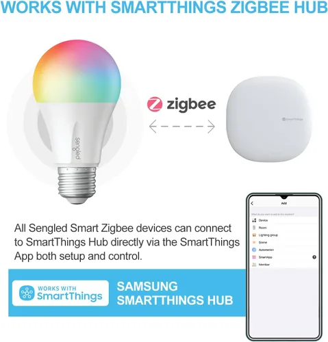 Miniatura 8 de Sengled Zigbee - Bombillas inteligentes, requiere concentrador inteligente, funciona con SmartThings y Echo con hub integrado, control de voz