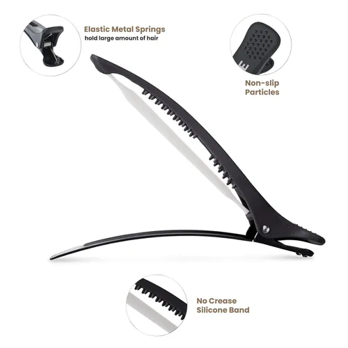 Miniatura 2 de AIMIKE - 6 piezas de pinzas profesionales para peinar y separar el cabello, antideslizantes, con pico de pato y banda de silicona para peluqueros