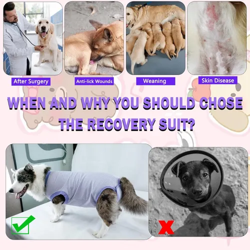Miniatura 3 de Traje de Recuperación de Cirugía de Perro, Traje de Recuperación Quirúrgica para Perro Macho Hembra Neuter, Camisa de Esterilización Mameluco