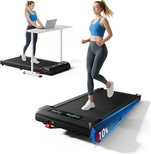 YUEJIQI Caminadora para debajo del escritorio con inclinación para oficina en casa, 2.5 HP portátil caminadora con capacidad de peso de 280 libras,