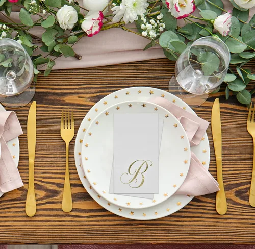 Miniatura 3 de Gift Boutique 100 Servilletas Doradas con Monograma para Invitados Letra B Paquete de Papel Desechable Elegante de Lámina Dorada Metálica Servilleta